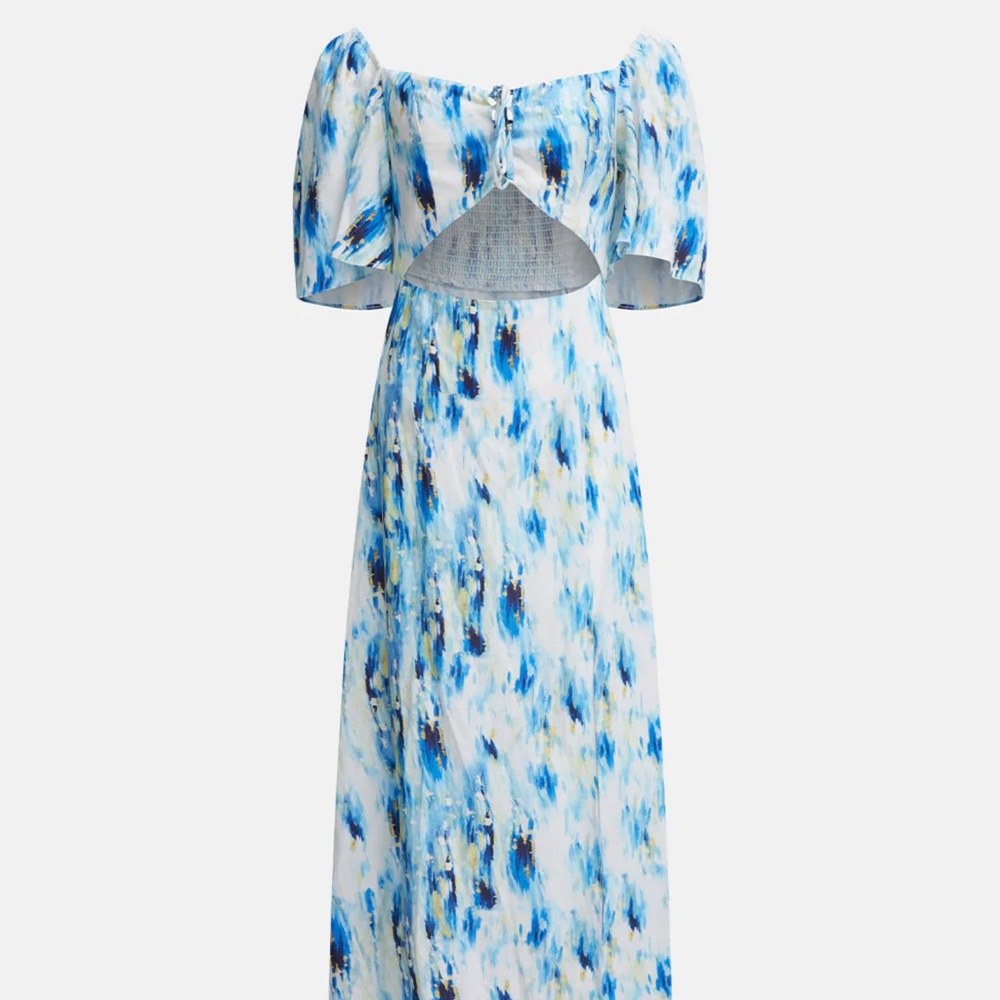 Urban Revivo - Floral Print Tie Front Cut Out Waist Dress - Picture 5 of 7